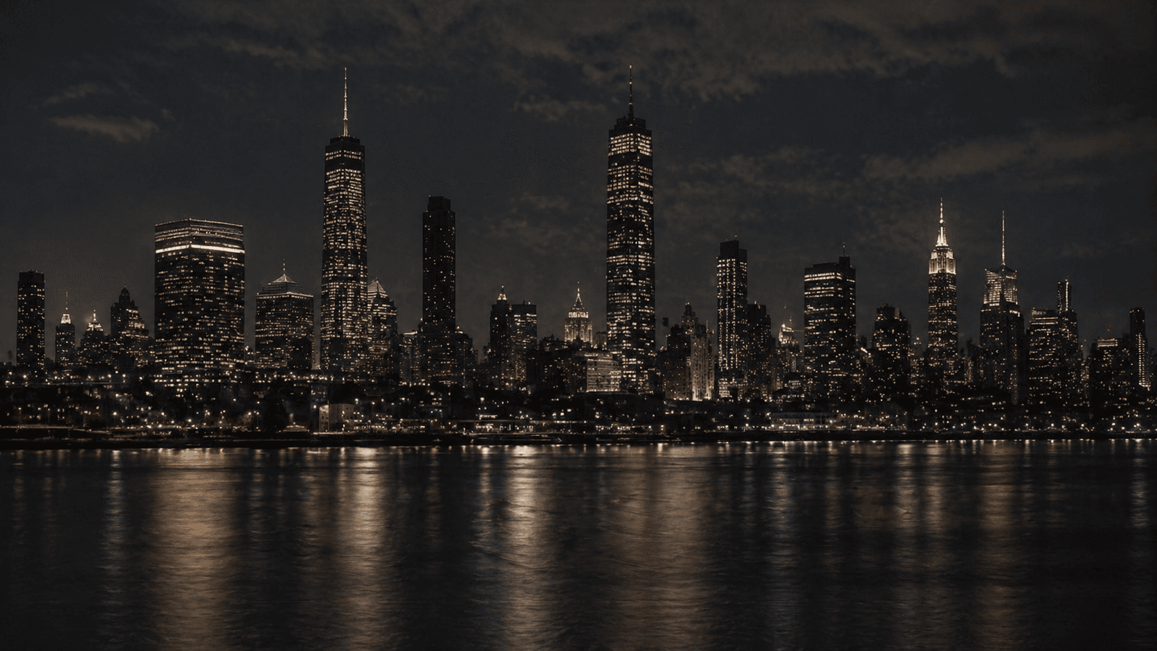 New Jersey and New York skyline at night